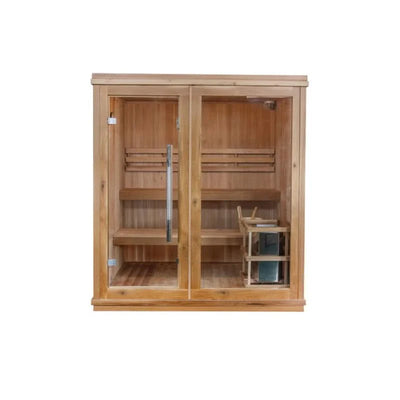 4 Person Indoor Traditional Sauna Built for Home Wellness, 6KW Harvia Heater, Canadian Hemlock, 170°F