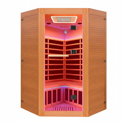 Multifunctional 2-3 Person Infrared Sauna for Home, 2180W Indoor Sauna with 7-Color LED Ambient Light, Red Light Feature, Oxygen Bar, Dual Bluetooth Speakers, 360° Surround Heating