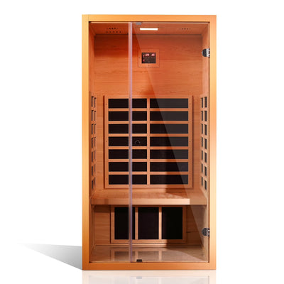 Infrared Sauna Built for Home Wellness, Hemlock Wood Construction, 6 Carbon Heaters, Extendable Design