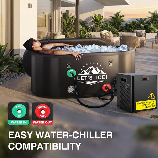 Inflatable Cold Plunge Tub Designed for Recovery, 216-Gallon Capacity, Insulated Lid, Chiller Compatible