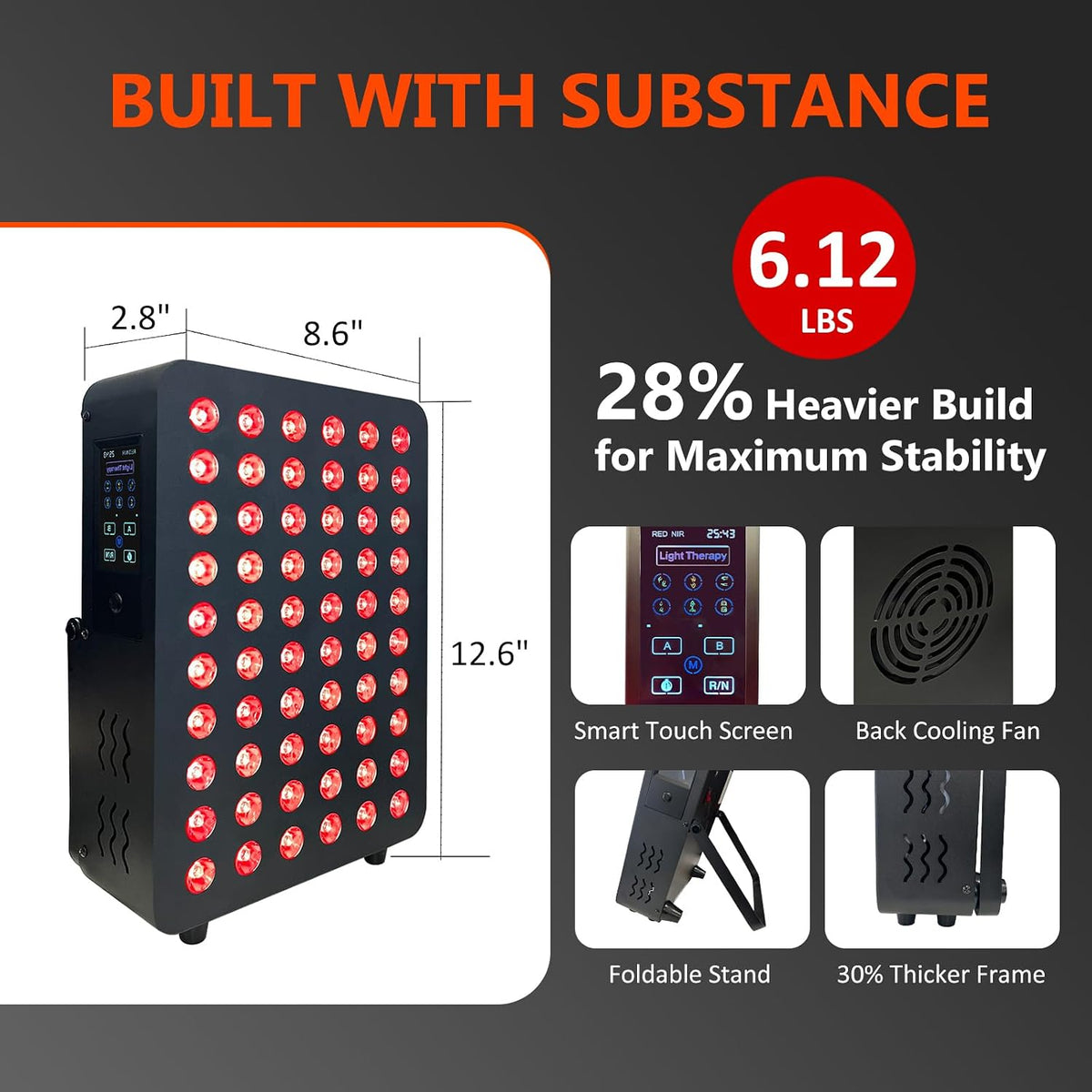 Red Light Therapy Panel, 660Nm Red 850Nm Infrared Light, Dual Chip 60 Leds