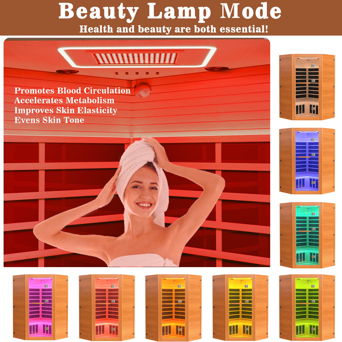 Multifunctional 2-3 Person Infrared Sauna for Home, 2180W Indoor Sauna with 7-Color LED Ambient Light, Red Light Feature, Oxygen Bar, Dual Bluetooth Speakers, 360° Surround Heating