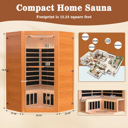 Multifunctional 2-3 Person Infrared Sauna for Home, 2180W Indoor Sauna with 7-Color LED Ambient Light, Red Light Feature, Oxygen Bar, Dual Bluetooth Speakers, 360° Surround Heating