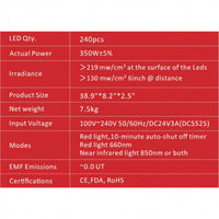 Red Light Therapy Panel Designed for Home Use, 300W Dual Wavelength System, 660nm and 850nm LEDs, Digital Timer