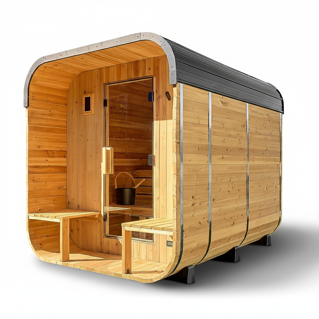 Outdoor Cedar Sauna Built for Year-Round Use, 4-6 Person Capacity, Wi-Fi Control, Electric Heater, LED Lights
